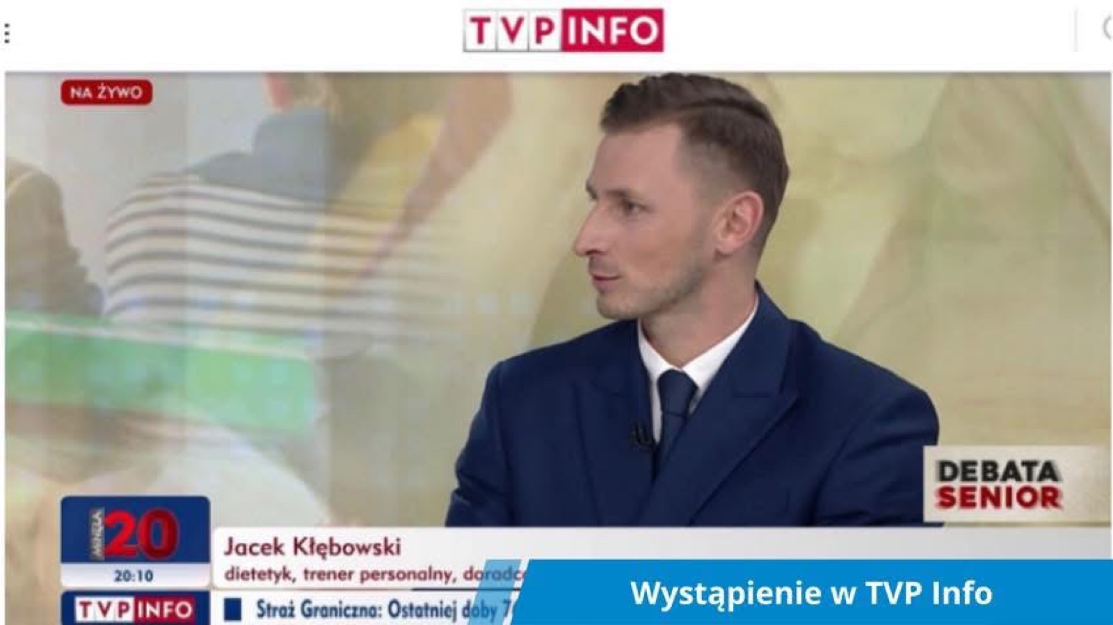 Jacek Kłębowski podczas wystąpienia w TVP Info